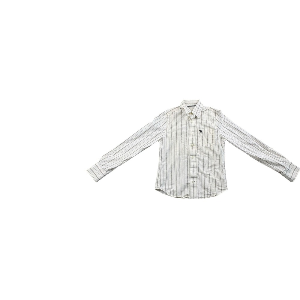 Abercrombie Kids Muscle Fit Button Up Shirt White Stripe Size Medium‎